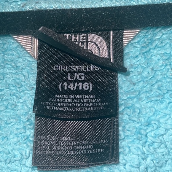 The North Face Girls Denali Zip Up Fleece Turquoise/Grey Jacket Size Large 14/16 - Picture 11 of 11